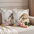 thumbnail image 2 of Easter Rabbit Pillow Covers 2 Pack Spring Floral Leaf Botanical Yellow Bunny Colorful Eggs Rustic Pillowcase Waterproof Outdoor Throw Pillow Cover for Patio Garden Square Cushion 26”x26”, 2 of 9