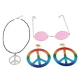 thumbnail image 2 of Complementos para disfraz Zulema Signo de la paz hippie Collar Pendiente Gafas de sol Rosado, 2 of 8