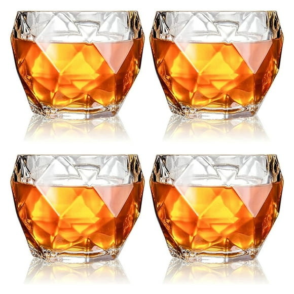 Set of 4 Classic Whiskey Glasses, Perfect for Cocktails, Rum, Vodka, Scotch & Gin, 330ml Capacity Premium Barware