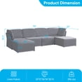 thumbnail image 2 of Puremind Modular Sectional Sofa with Movable Ottoman, Convertible U Shaped Couch, Linen 6 Seater Free Combination Sleeper Sofa for Living Room, Light Grey, 2 of 7