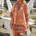 thumbnail image 1 of Vestido casual para mujer,Vestido floral para mujer Vestido floral con cuello en V 3/4 Vestido de playa para mujer Rendimiento lleno de energía, 1 of 6