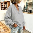 thumbnail image 5 of Womens Ruffle V Neck Long Sleeve Loose Fit Pullover Sweatshirt, Long Sleeve Drop Shoulder Relaxed Fit Soft Casual Pullover Sweatshirt, 5 of 5