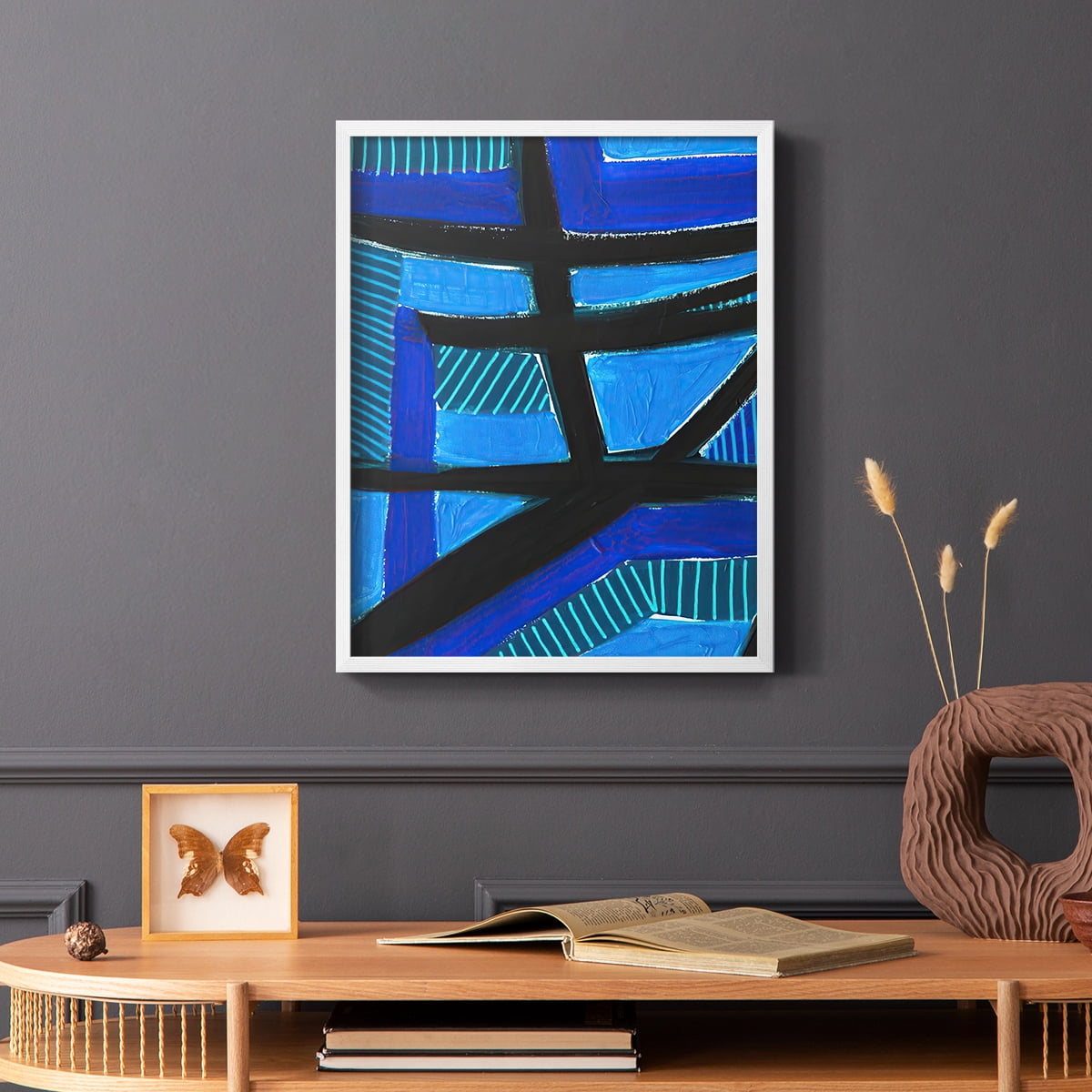 Involved Blues I Framed Print in White Solid Wood Framed Print No Nail Hanging