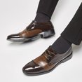 thumbnail image 4 of Men's Dress Shoes Gradient Stripes Modern Formal Business Oxford Shoes Casual Tuxedo Leather Lace Up for Men, 4 of 6