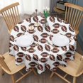 thumbnail image 3 of Brown Footballs Repeat Pattern Round Tablecloth 60"x60",Wrinkle Wipeable Table Cloth for Kitchen Dining Room Picnic Patio Party, 3 of 6