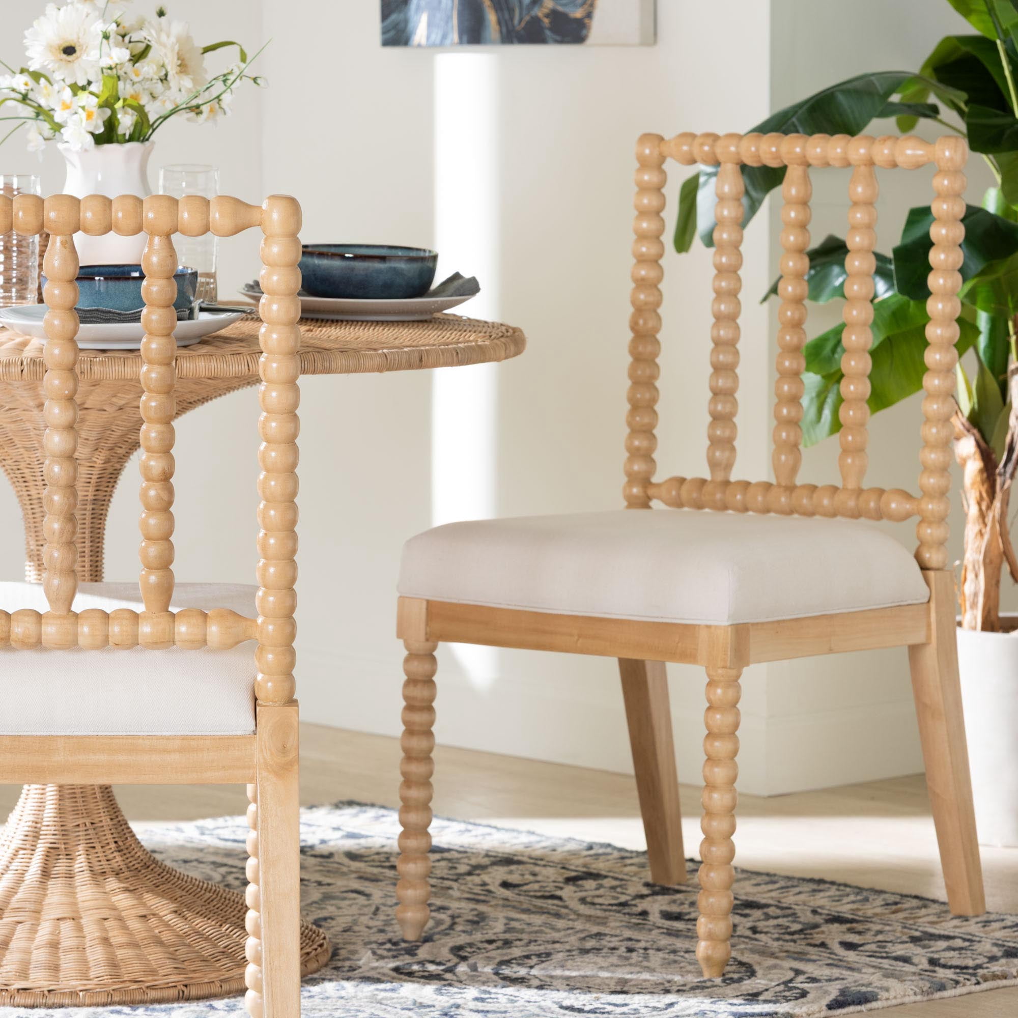 bali & pari Deya Traditional Dining Chair, Dining Height, Natural Brown