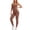 Brown, variant on Athletic Rompers for Women Ribbed Long Sleeve Bodysui Stretch Women Workout Outfit Seamless Tummy Control Jumpsuits