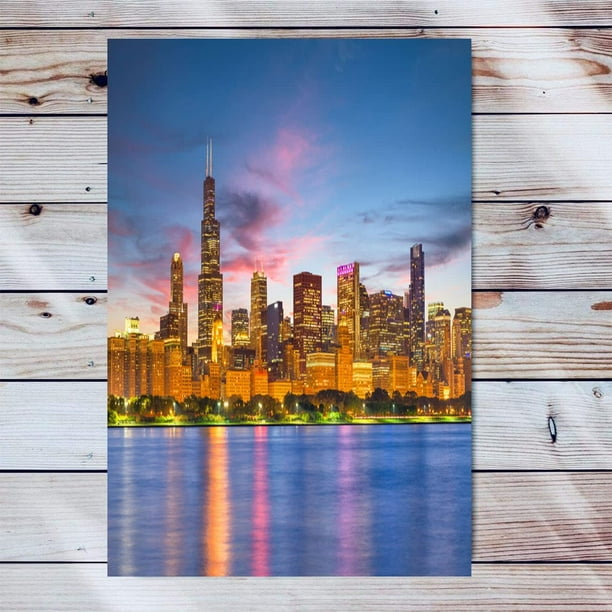 Cityscape USA Canvas Wall Art Artwork Wooden Frame Painting Chicago