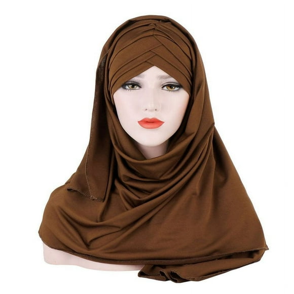 MesaSe Headscarf Jersey Scarf Full Coverage Non-slip Pure Color Women Shawls Headscarf for Daily