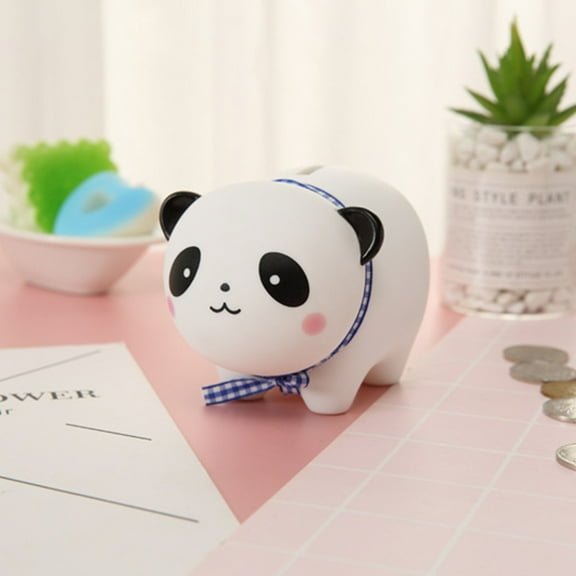Cute Panda Piggy Bank For Kids, Ceramic Coin Savings Can With Bow Tie, Adorable Animal Money Box For Children, Home Tabletop Decoration And Gift Idea