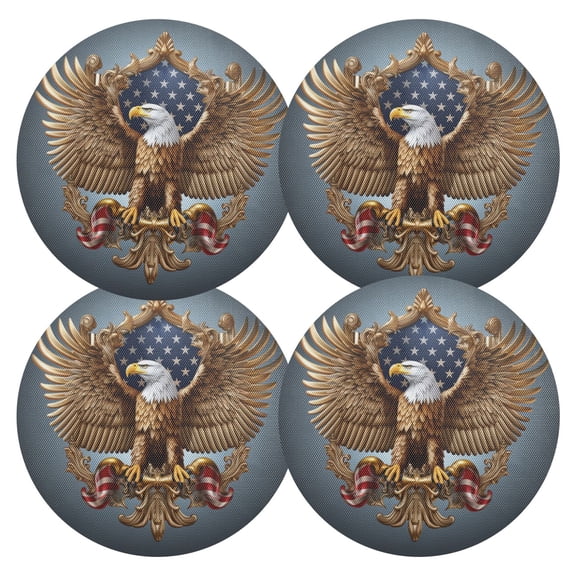 Ryvnso Eagle with Flag Round Plate Mats Dining Table Placemat Set of 4 for Holiday Decoration