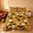 thumbnail image 2 of Homewish Halloween Ghost Witch Hat Duvet Cover Queen, Maple Leaf Black Cat Queen Bedding, Mustard Orange Black, Black Reversible 3pcs, 1 Duvet Cover and 2 Pillowcases, 2 of 7