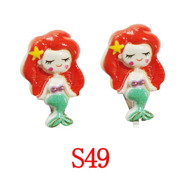 Pendientes con clip para la oreja para niños, con dibujos animados, sin orificio para la oreja, con forma de sirena y unicornio