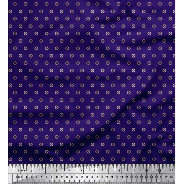 Soimoi Polyester Crepe Fabric Dot & Heart Shirting Print Sewing Fabric Yard 52 Inch Wide