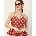 thumbnail image 5 of Moomaya Printed Peplum Tops For Women, Noodle Strap Blouse Top W/ Styles Back, 5 of 9