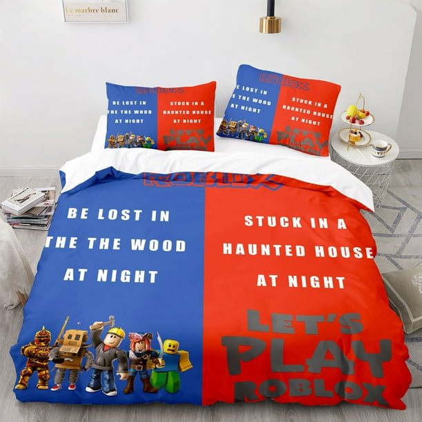 Juego de tres piezas de impresión Digital 3D Roblox, funda de edredón circundante, funda de almohada, ropa de cama para niños y niñas