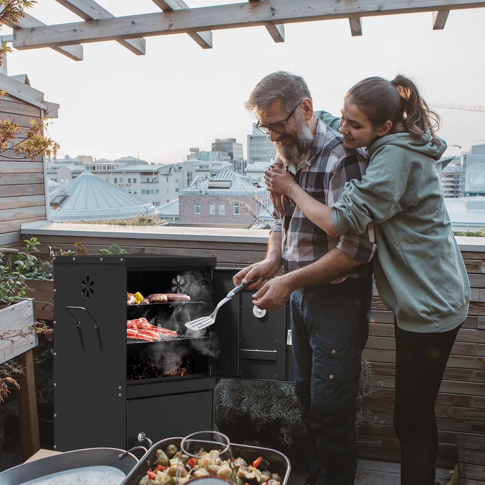 Ktaxon BBQ Grill Vertical BBQ Smoker Multi-Layer Outdoor Charcoal Grill for Outdoor Barbecue Event,Patio,Backyard