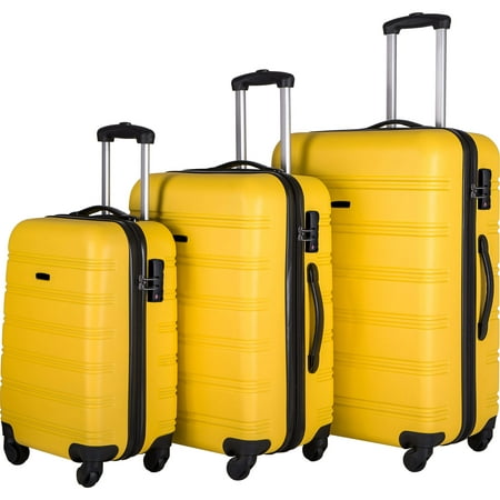 3-Piece Luggage Sets, Hardside Spinner Suitcase Luggage, Expandable with Wheels TSA Lock, Multiple Colors Available (Yellow)