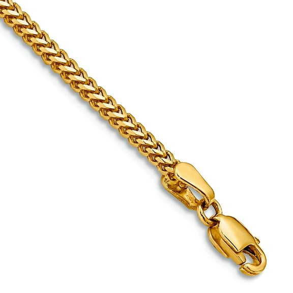14k Yellow Gold Solid Polished 1.5mm Franco Chain Bracelet 7 Inch Lobster Claw Link Bracelet for Women and Men
