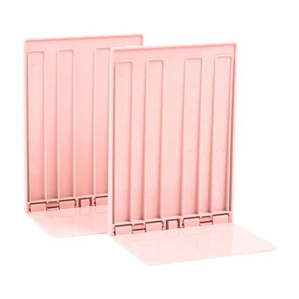 2 sujetalibros antideslizantes para libros, organizador decorativo en forma de L, elegante rosa