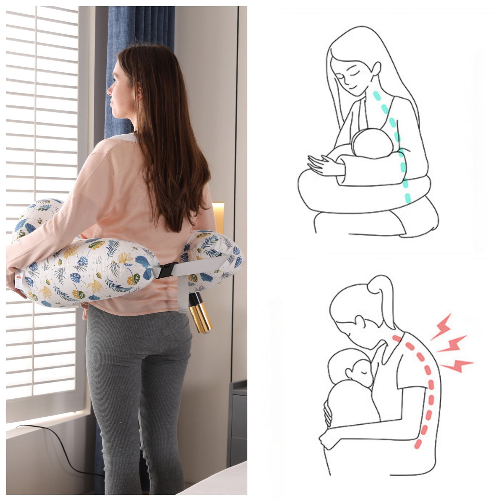 BATTOP Nursing Pillow for Breastfeeding,Plus Size Breastfeeding Pillows for More Support with Adjustable Waist Strap,Adults Feeding Pillow
