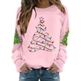 thumbnail image 2 of Chandails d'Hiver Grande Taille pour Femmes Chandail à Capuche Imprimé Tête de Cerf de Noël Col Rond Manches Longues Chandail en Molleton Drôle Rose m, 2 of 5