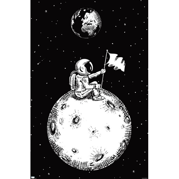 Lonely Spaceman Looks To Earth Wall Poster, 22.375" x 34"