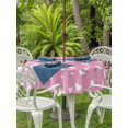 thumbnail image 2 of Outdoor Tablecloth with Umbrella Hole and Zipper, Valentine's Day Round Table Cloth 54 Inch Waterproof Tablecloth, Sweet Love Heart Lines Romantic Pink Picnic Table Cover for Patio Camping, 2 of 7