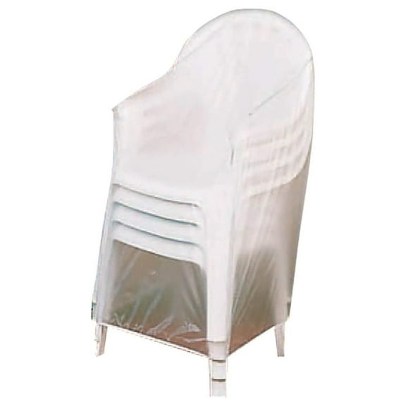 Vinyl Outdoor Chair Cover - 4 Stackable Chair Protector - Weatherproof Patio Furniture Cover 24x24x35 - Heavy Duty 10 Gauge Vinyl - See-Through, Elasticized