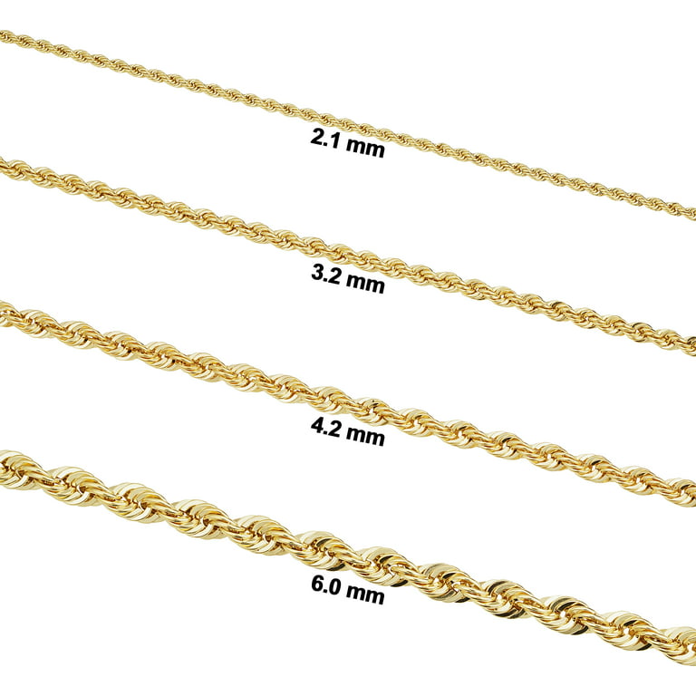 Solid 14k Yellow Gold Filled Rope Chain Necklace (6 mm, 22 inch