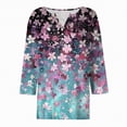 thumbnail image 4 of Towmus 3/4 Length Sleeve Womens Tops Plus Size Blouses Regular Fit T-Shirts Floral Print Tops V Neck Blouses Casual T Shirts Button Up Button Down Pullover Summer Tees, 4 of 5
