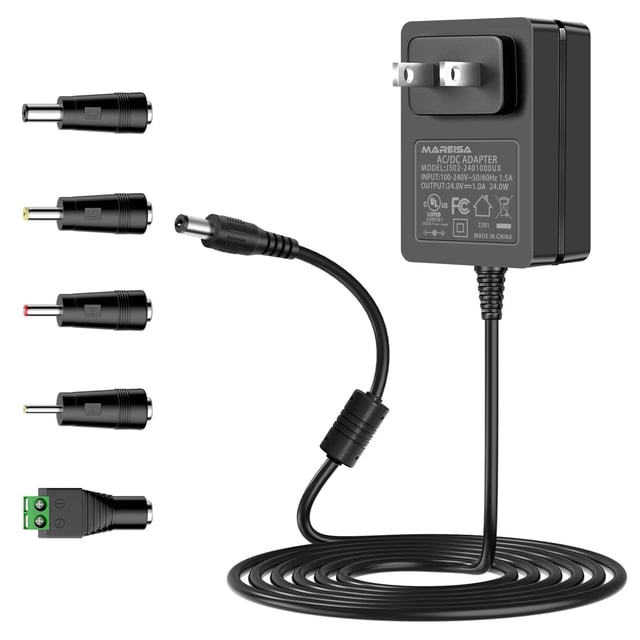 Fuente de alimentación 24 V DC 1A con cable de alimentación para tira de luz LED CCTV