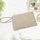 thumbnail image 4 of Mujer Bolso de mano de paja tejido para verano con cierre de cremallera, bolso casual portátil para playa, vacaciones y uso diario, beige o caqui, 4 of 6