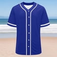 thumbnail image 5 of CQONEPT Baseball Jersey Tops for Women Short Sleeve Shirt Button Up Summer Tops Casual Sportswear Athletic Tee Uniform Navy M, 5 of 6