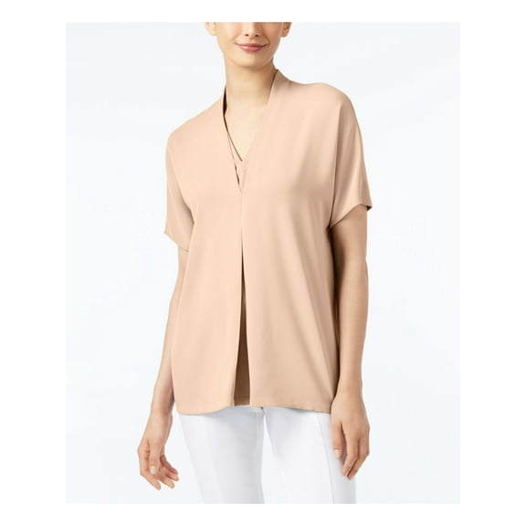 Alfani Womens Layered Look Pullover Blouse, Pink, 4