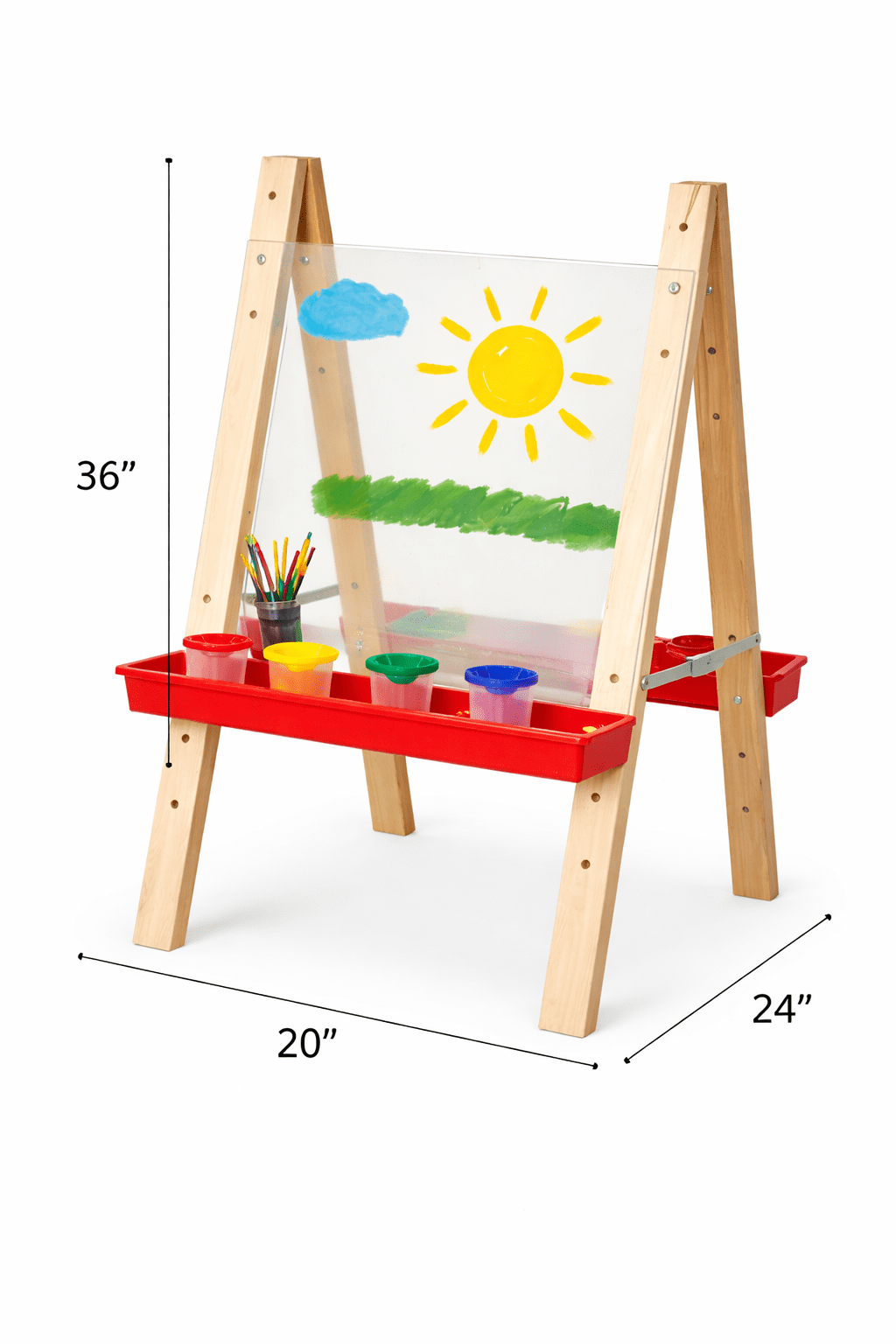 Wood Designs Double Acrylic Easel Flip Chart with 8 Paint Cups