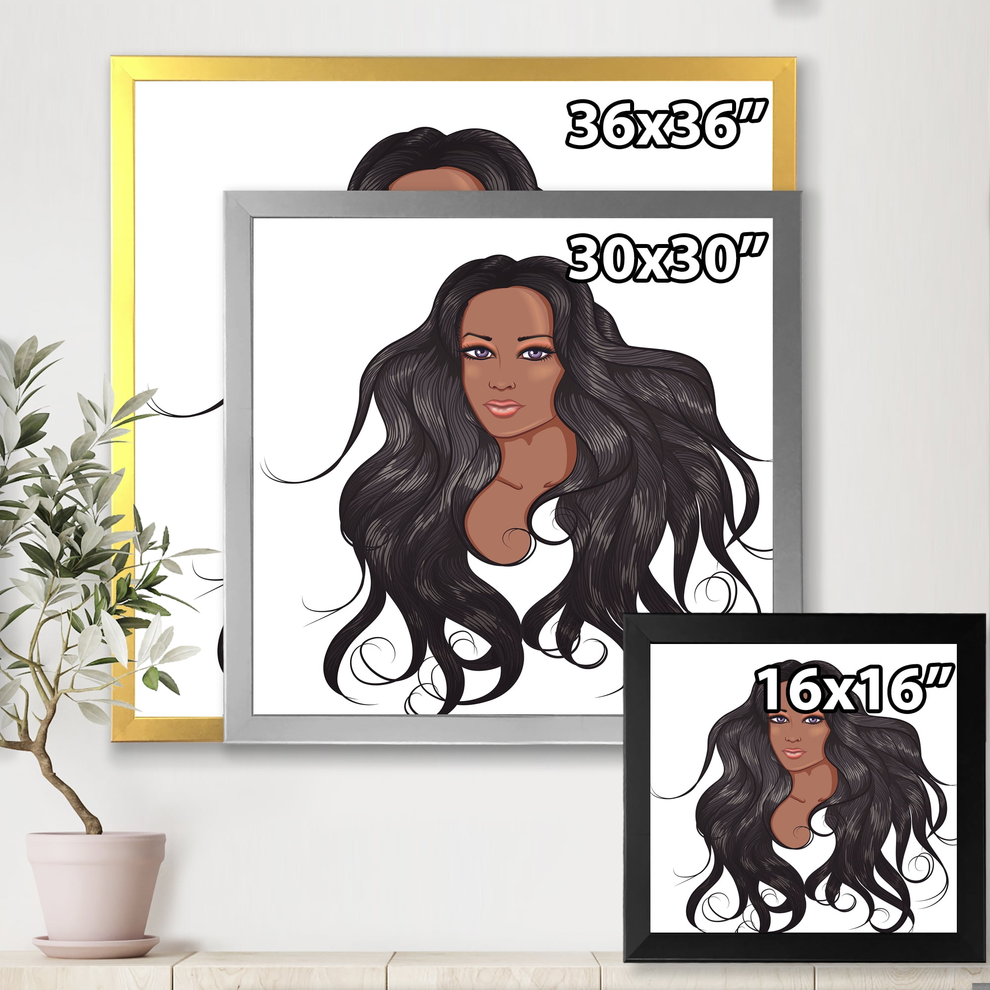 Designart 'Portrait Of Afro American Woman XV' Modern Framed Art Print