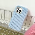 thumbnail image 2 of Compatible with iPhone 15 Pro Max Plush Case Stripe Pattern Fluffy Fuzzy Furry Warm Plush Phone Case Girly Women Girls Smooth Cozy Winter Soft TPU Warm Hair Fur Shockproof Phone Cover, Blue, 2 of 9