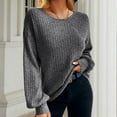 thumbnail image 2 of miqiqism Deals！Women's Oversized Sweaters 2024 Fall Crewneck Puff Sleeve Pullover Shirts Drop Shoulder Tops Blouses Solid Jumper Clothing,Gray,XX-Large, 2 of 3
