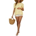 thumbnail image 2 of INSPIRE CHIC Women's Cute Striped Maternity Top 100% Cotton Bow Candy Color Lace-up Babydoll Blouse for Pregnancy XL Yellow, 2 of 6