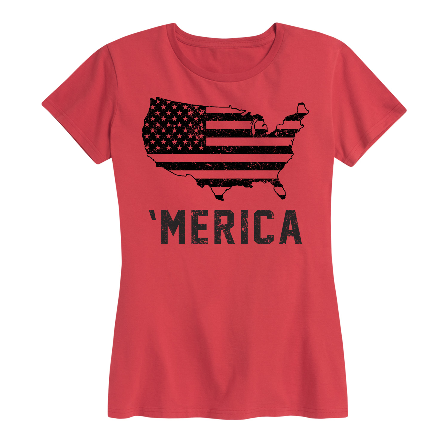Instant Message - Merica Us Flag Black Distr. - Women's