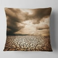 thumbnail image 2 of Designart Cracked Drought Land with Dark Clouds - Landscape Printed Throw Pillow - 18x18, 2 of 5