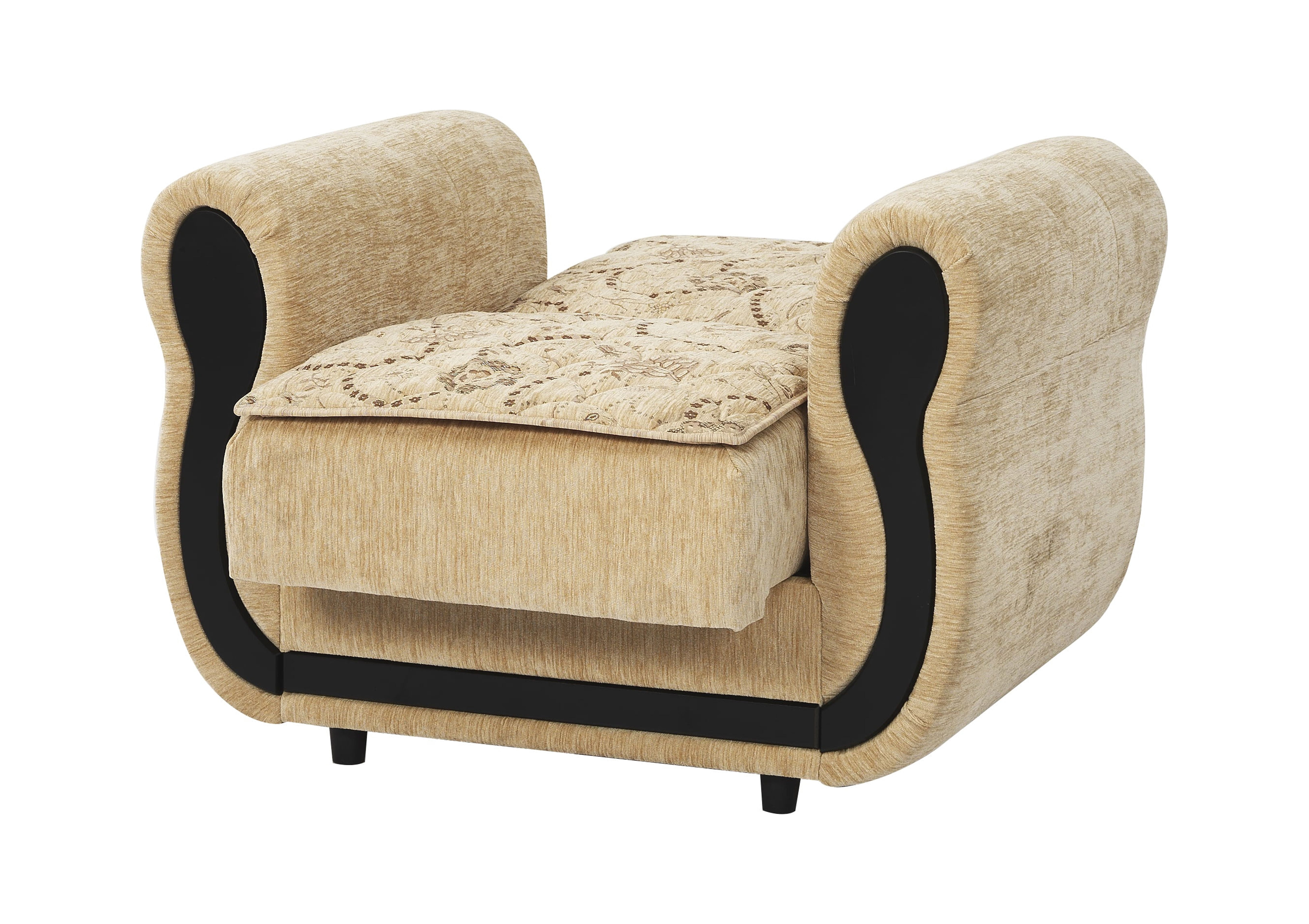 Ottomanson Convertible Accent Armchair with Hidden Storage, Firm Comfort Seating, Beige