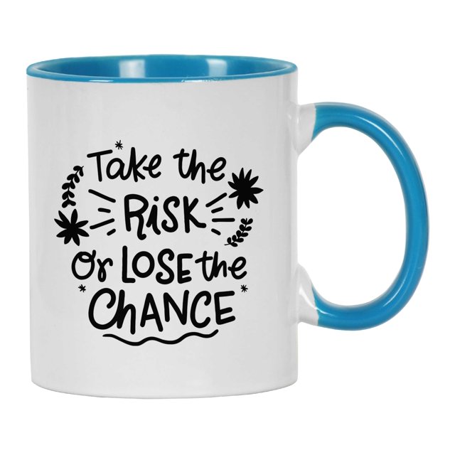 Inkdotpot Take The Risk Or Lose The Chance 11oz CeramicCoffeeMug Positive Quotes Gift For Employee Boss Coworkers -Blue