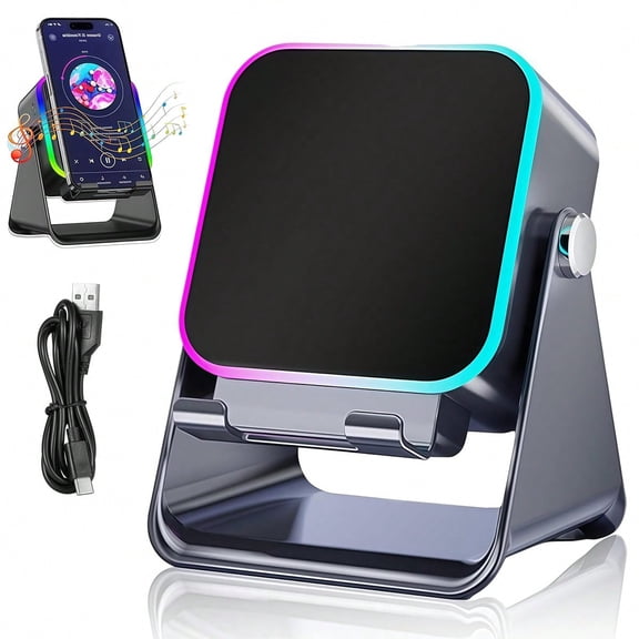 Wireless Induction Speaker 5 In 1 Bluetooth Speaker With Phone Stand Charging Function 360 Rotation Phone Holder Gifts For Men Women