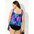 thumbnail image 2 of Swimsuits For All Women's Plus Size Scoop Neck Relaxed Fit Side Tie Blouson Tankini Top, 2 of 2