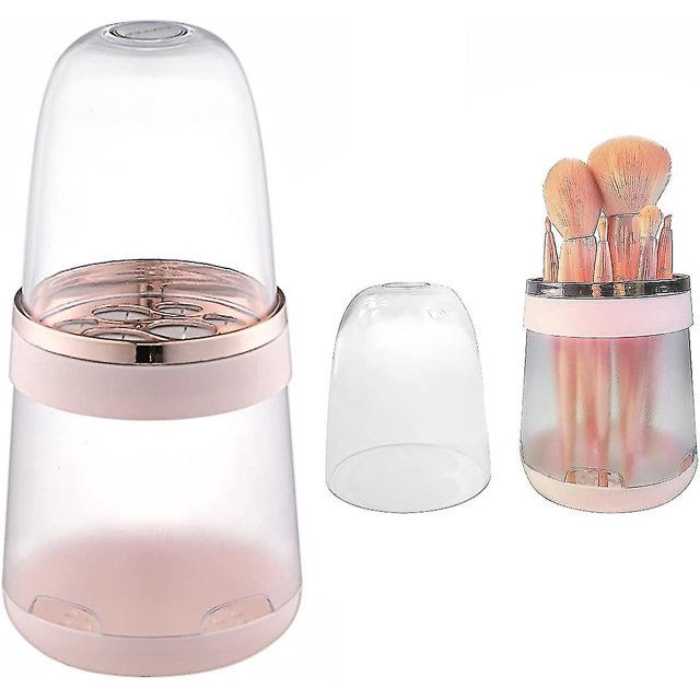 Porta brochas de maquillaje tres en uno, con cubierta transparente, resistente al agua y al polvo, caja de almacenamiento de brochas de maquillaje, caja de almacenamiento de brochas de maqui