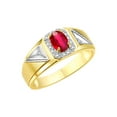 thumbnail image 4 of RYLOS Men's Rings Yellow Gold Plated Silver Classic 7X5MM Oval Gemstone & Diamond Ring Ruby July Birthstone Rings For Men Size 11, 4 of 7