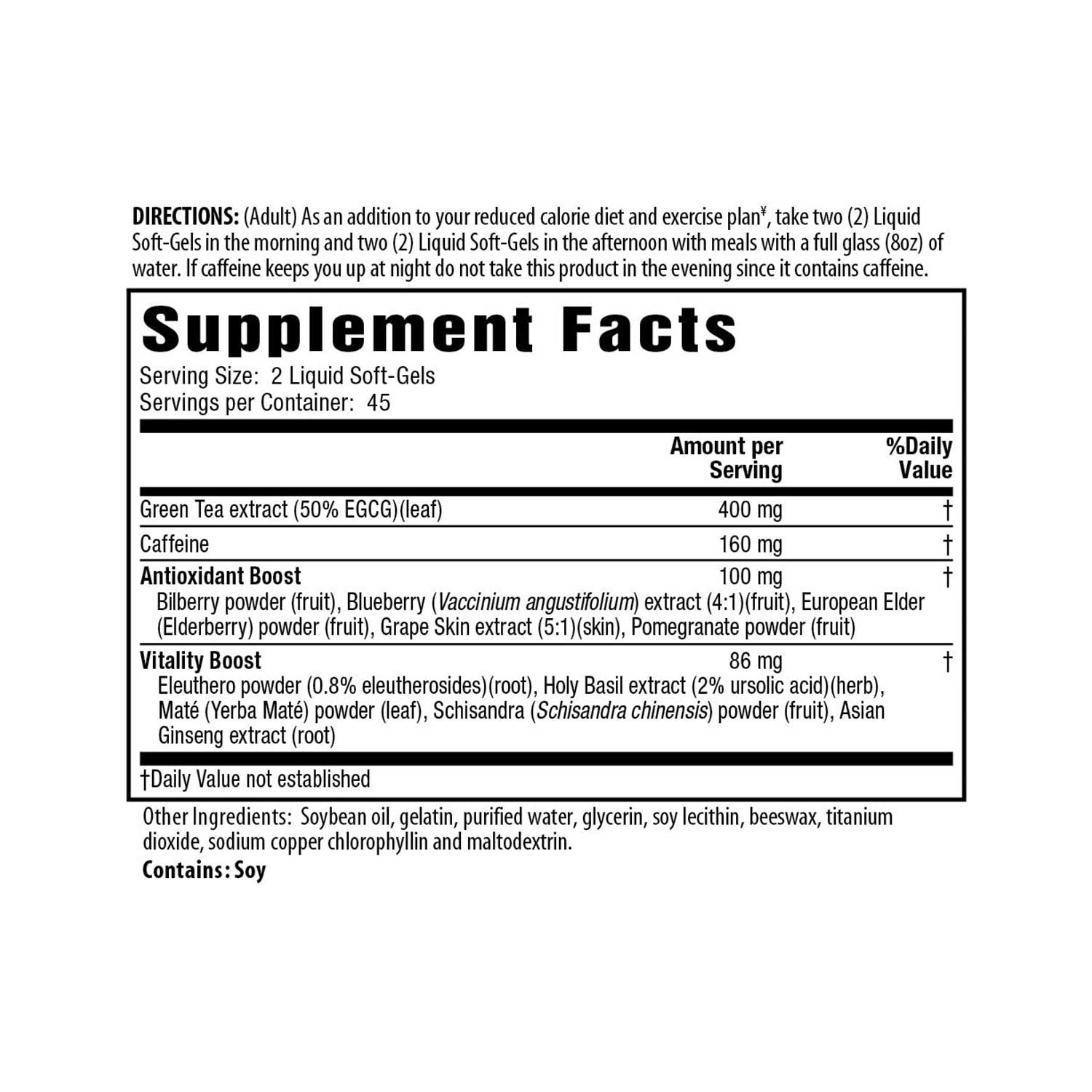 Applied Nutrition Green Tea Weight Loss Supplement, 90 Capsules - image 2 of 2