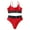 Red, variant on Cheers US Women's 2 Pieces Mesh Top with High Waist Bikini Set
